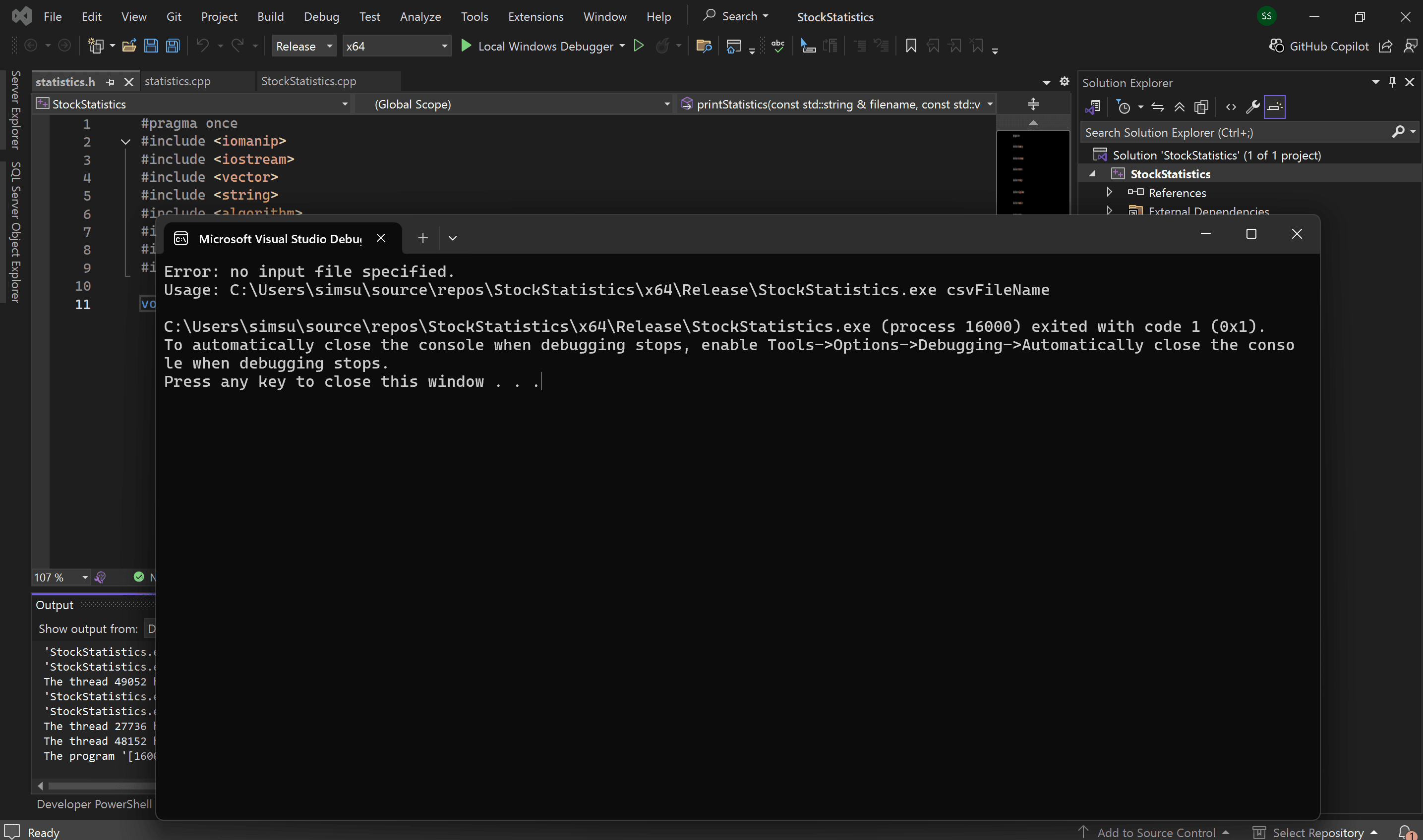 Screenshot of C++ Project 2